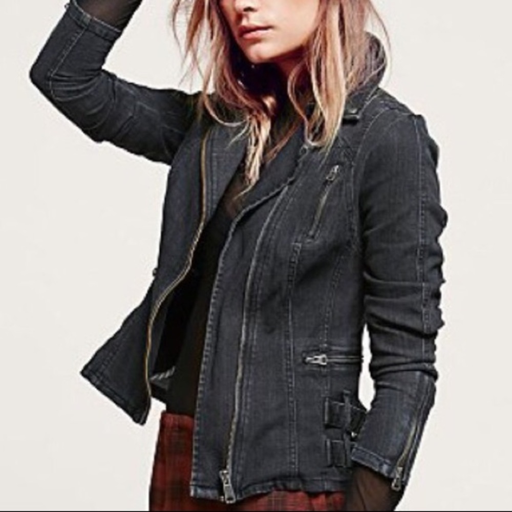 Free People Black Jean Jacket